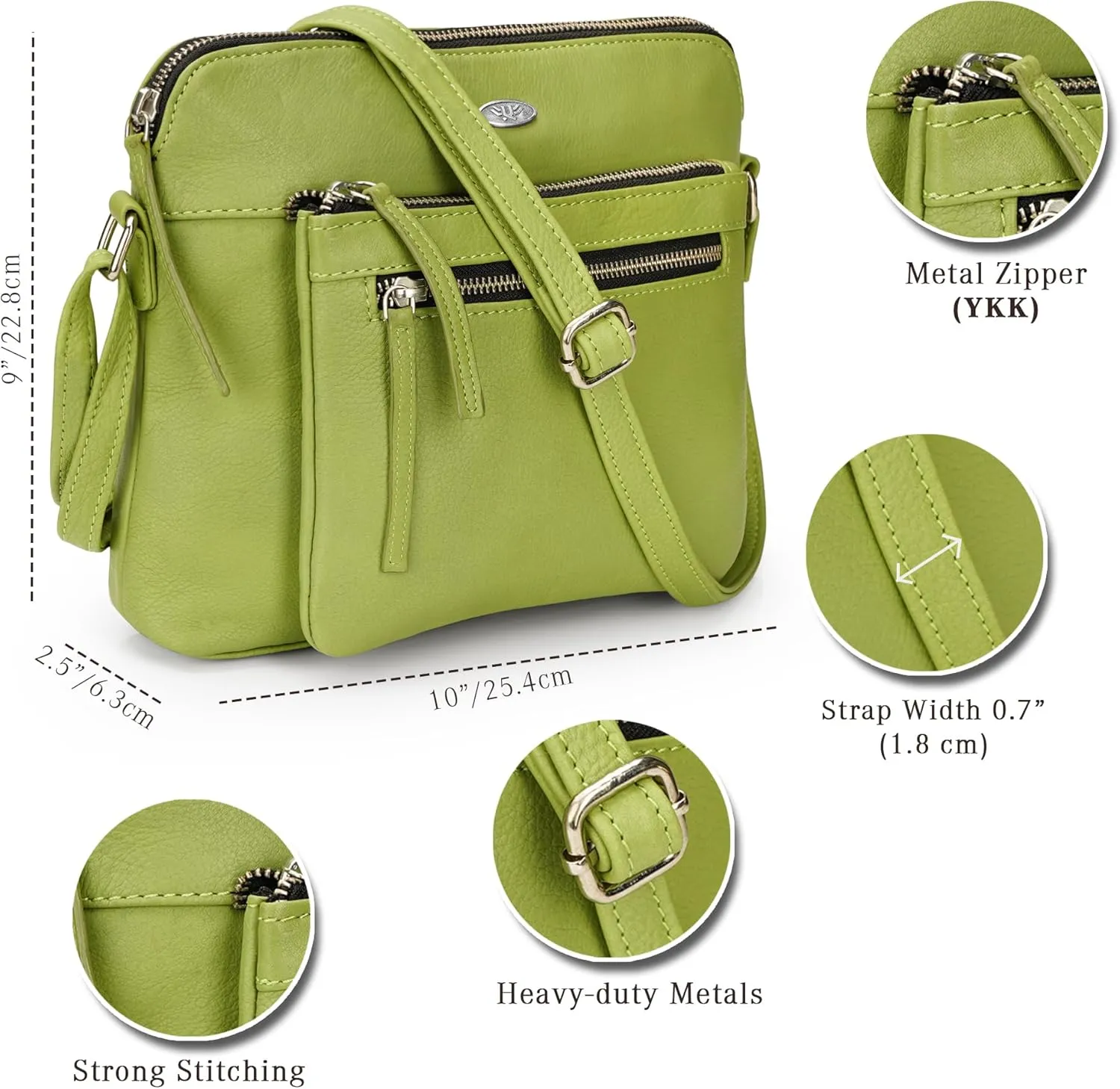 Genuine Leather Crossbody Bags for Women, Premium Handmade Leather Purses - Shoulder Handbags, Adjustable Strap