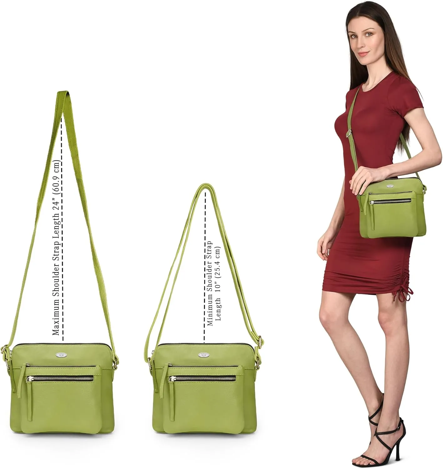 Genuine Leather Crossbody Bags for Women, Premium Handmade Leather Purses - Shoulder Handbags, Adjustable Strap