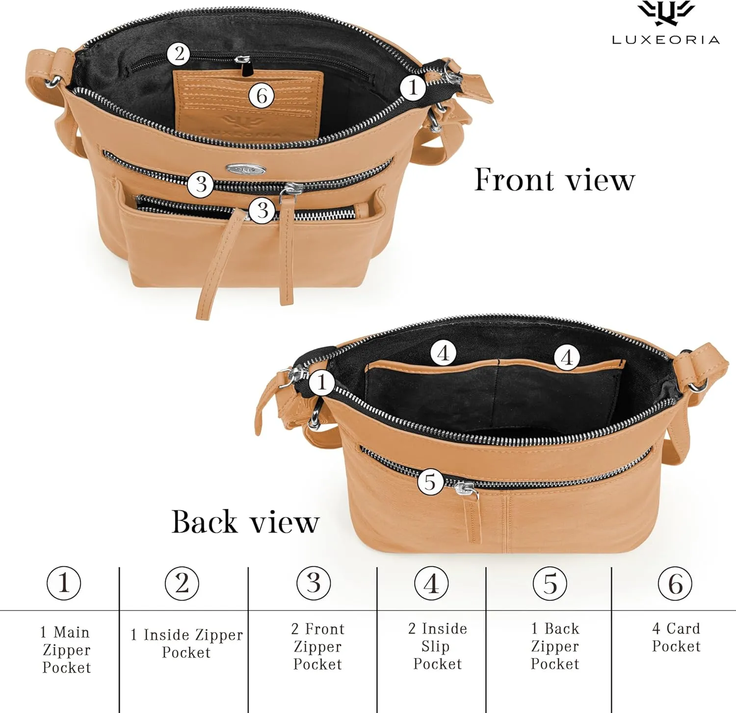 Genuine Leather Crossbody Bags for Women, Premium Handmade Leather Purses - Shoulder Handbags, Adjustable Strap