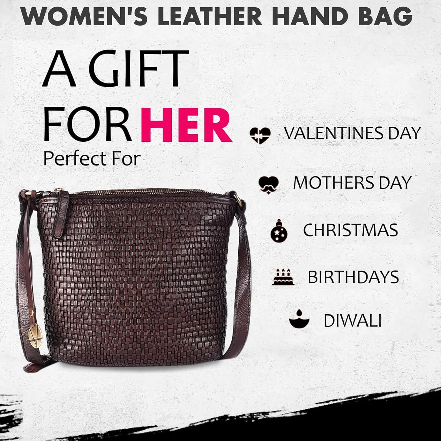 Genuine Leather Crossbody Sling Bag for Women - Trendy Casual Office Bag with Adjustable Strap