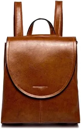 Genuine Leather Women Rucksack Knapsack Shoulder Cross Body Bags Oil Wax Daypack Backpack (A One Size)