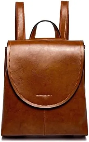 Genuine Leather Women Rucksack Knapsack Shoulder Cross Body Bags Oil Wax Daypack Backpack (A One Size)