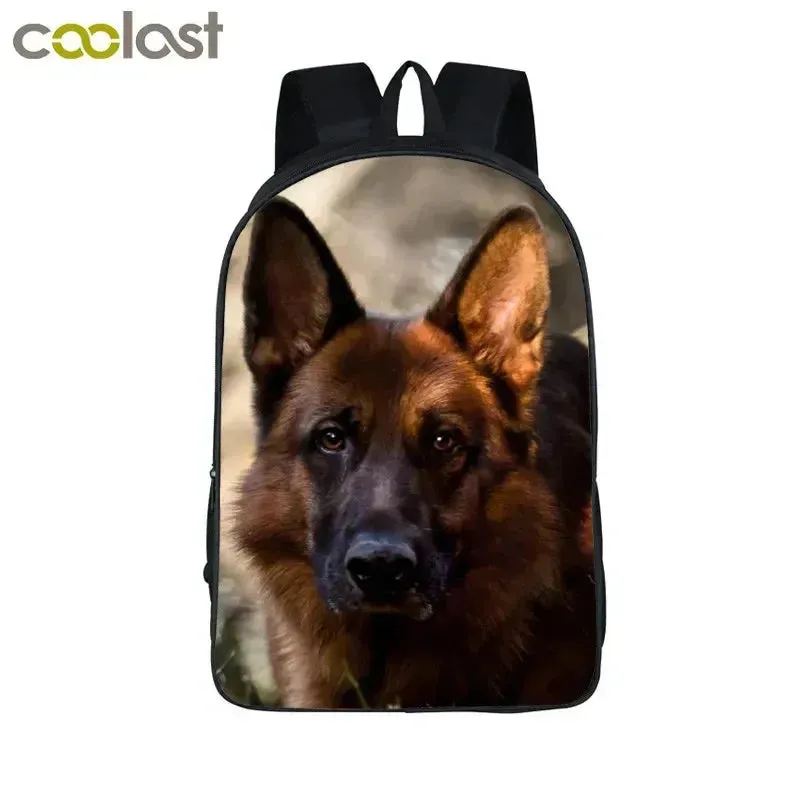 German Shepherd / Pit / Staffordshire Bull Terrier / Rottweiler Backpack for Teenager Children School Bags Boy Dog Book Bag