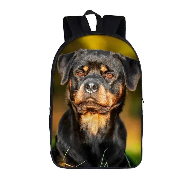 German Shepherd / Pit / Staffordshire Bull Terrier / Rottweiler Backpack for Teenager Children School Bags Boy Dog Book Bag