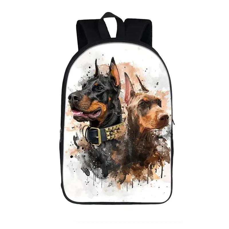 German Shepherd / Pit / Staffordshire Bull Terrier / Rottweiler Backpack for Teenager Children School Bags Boy Dog Book Bag
