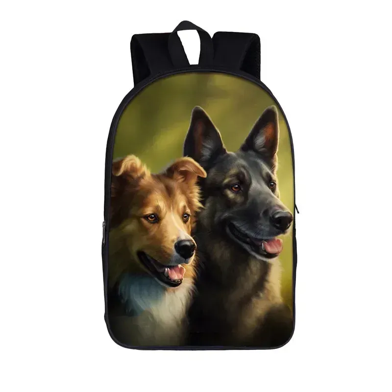 German Shepherd / Pit / Staffordshire Bull Terrier / Rottweiler Backpack for Teenager Children School Bags Boy Dog Book Bag