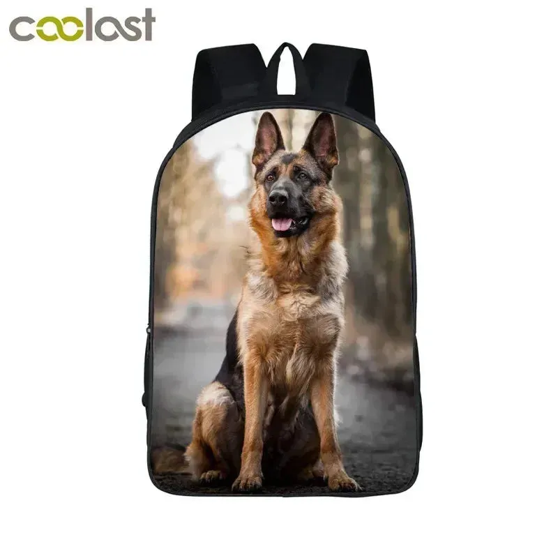 German Shepherd / Pit / Staffordshire Bull Terrier / Rottweiler Backpack for Teenager Children School Bags Boy Dog Book Bag