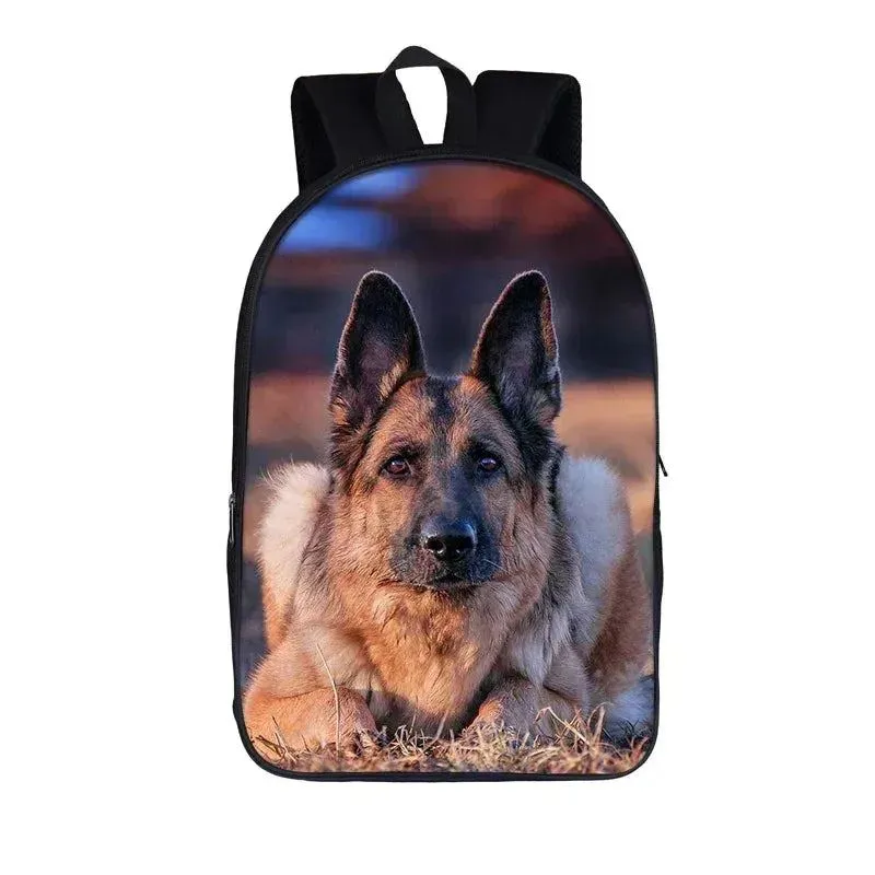 German Shepherd / Pit / Staffordshire Bull Terrier / Rottweiler Backpack for Teenager Children School Bags Boy Dog Book Bag