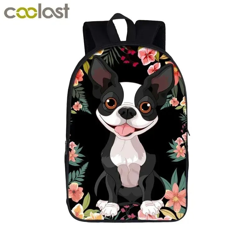 German Shepherd / Pit / Staffordshire Bull Terrier / Rottweiler Backpack for Teenager Children School Bags Boy Dog Book Bag