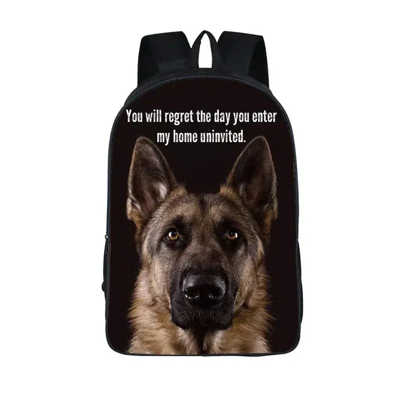 German Shepherd / Pit / Staffordshire Bull Terrier / Rottweiler Backpack for Teenager Children School Bags Boy Dog Book Bag