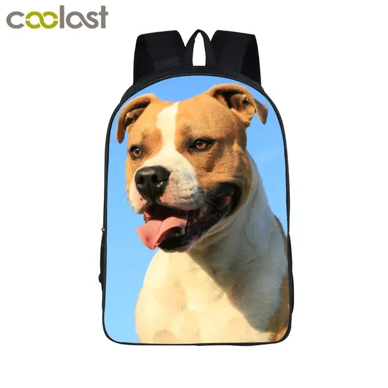 German Shepherd / Pit / Staffordshire Bull Terrier / Rottweiler Backpack for Teenager Children School Bags Boy Dog Book Bag
