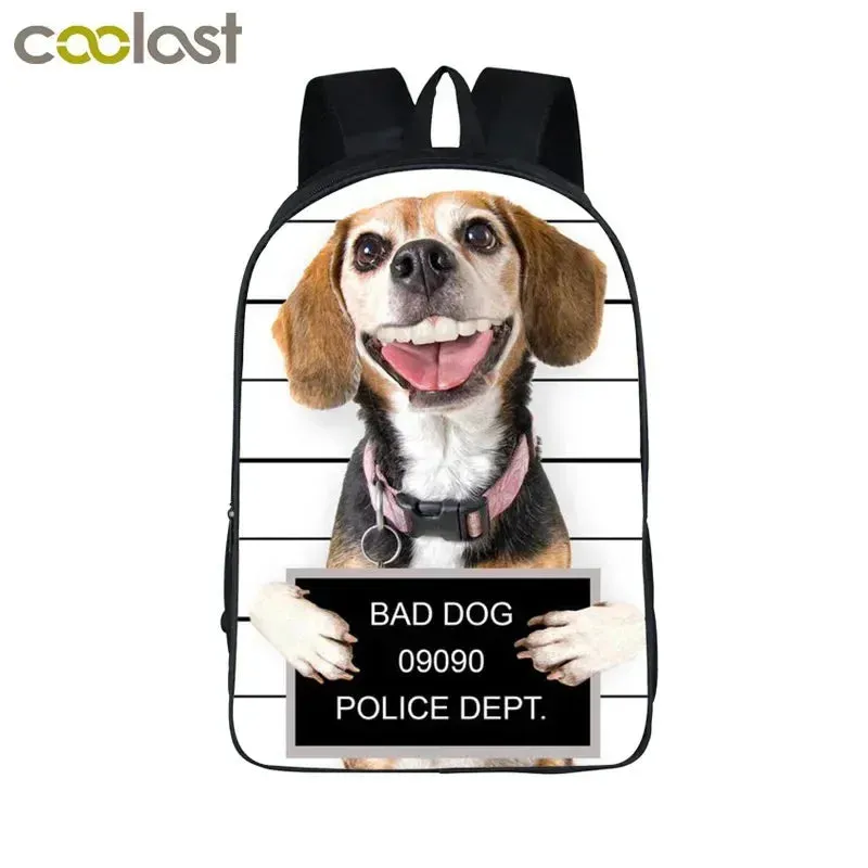 German Shepherd / Pit / Staffordshire Bull Terrier / Rottweiler Backpack for Teenager Children School Bags Boy Dog Book Bag