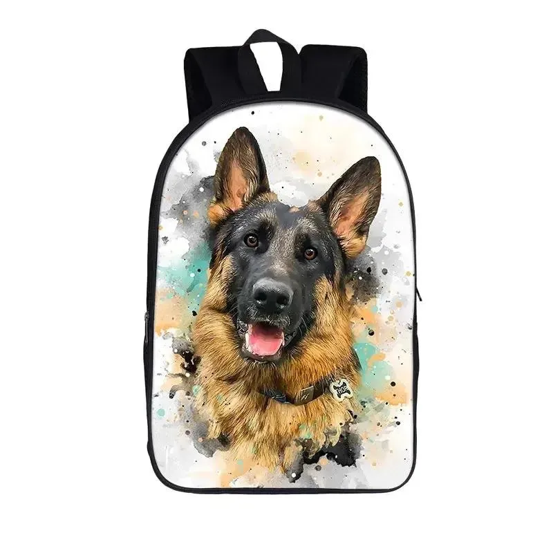 German Shepherd / Pit / Staffordshire Bull Terrier / Rottweiler Backpack for Teenager Children School Bags Boy Dog Book Bag