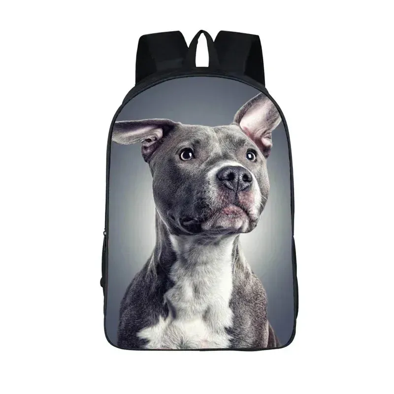 German Shepherd / Pit / Staffordshire Bull Terrier / Rottweiler Backpack for Teenager Children School Bags Boy Dog Book Bag