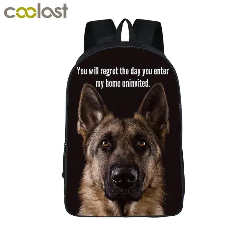 German Shepherd / Pit / Staffordshire Bull Terrier / Rottweiler Backpack for Teenager Children School Bags Boy Dog Book Bag