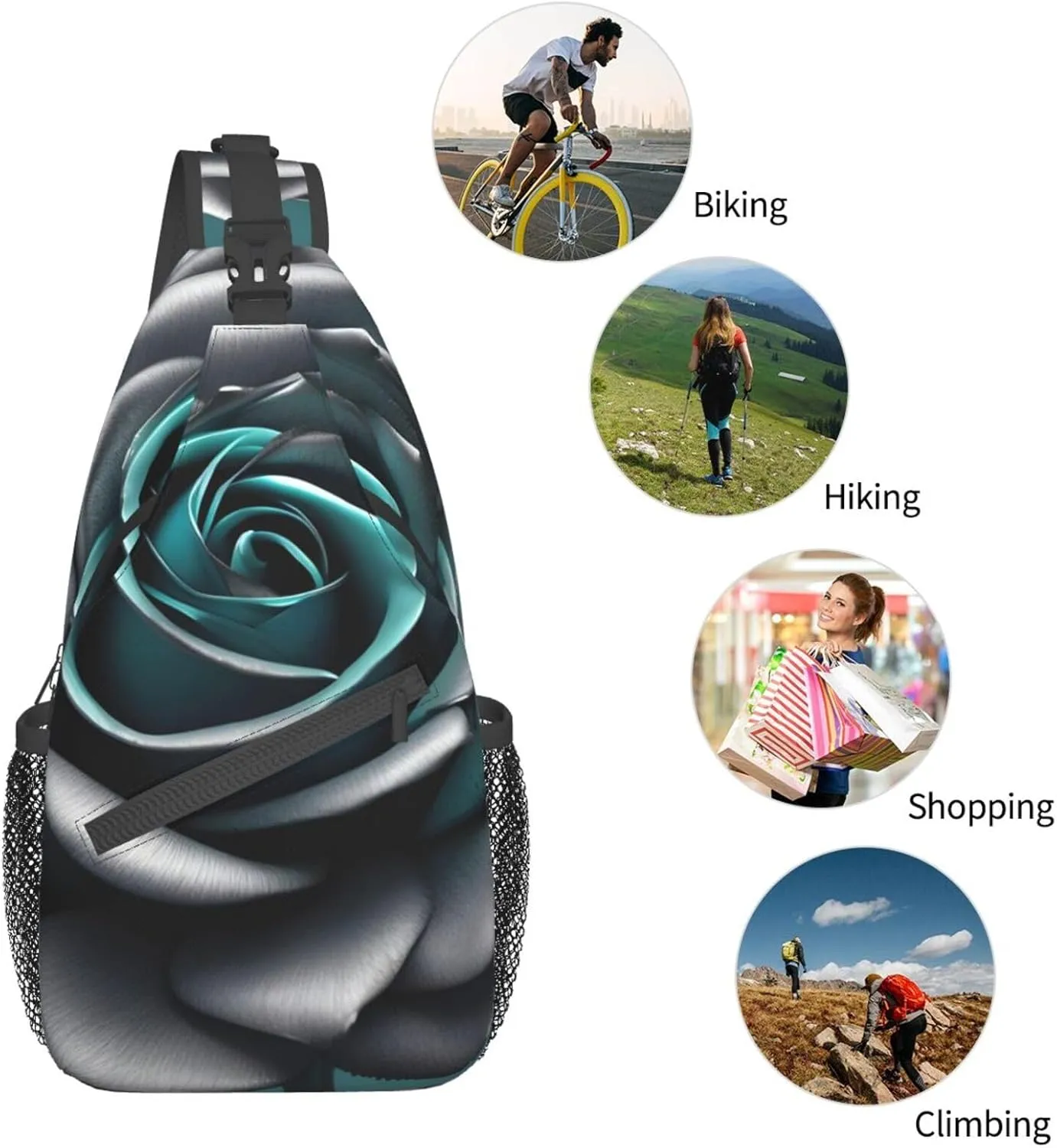 GeRRiT Tropical Summer Hawaiian Flower Palm Leaves Print Backpack Sling Bag For Women Men, Chest Bag Daypack Crossbody