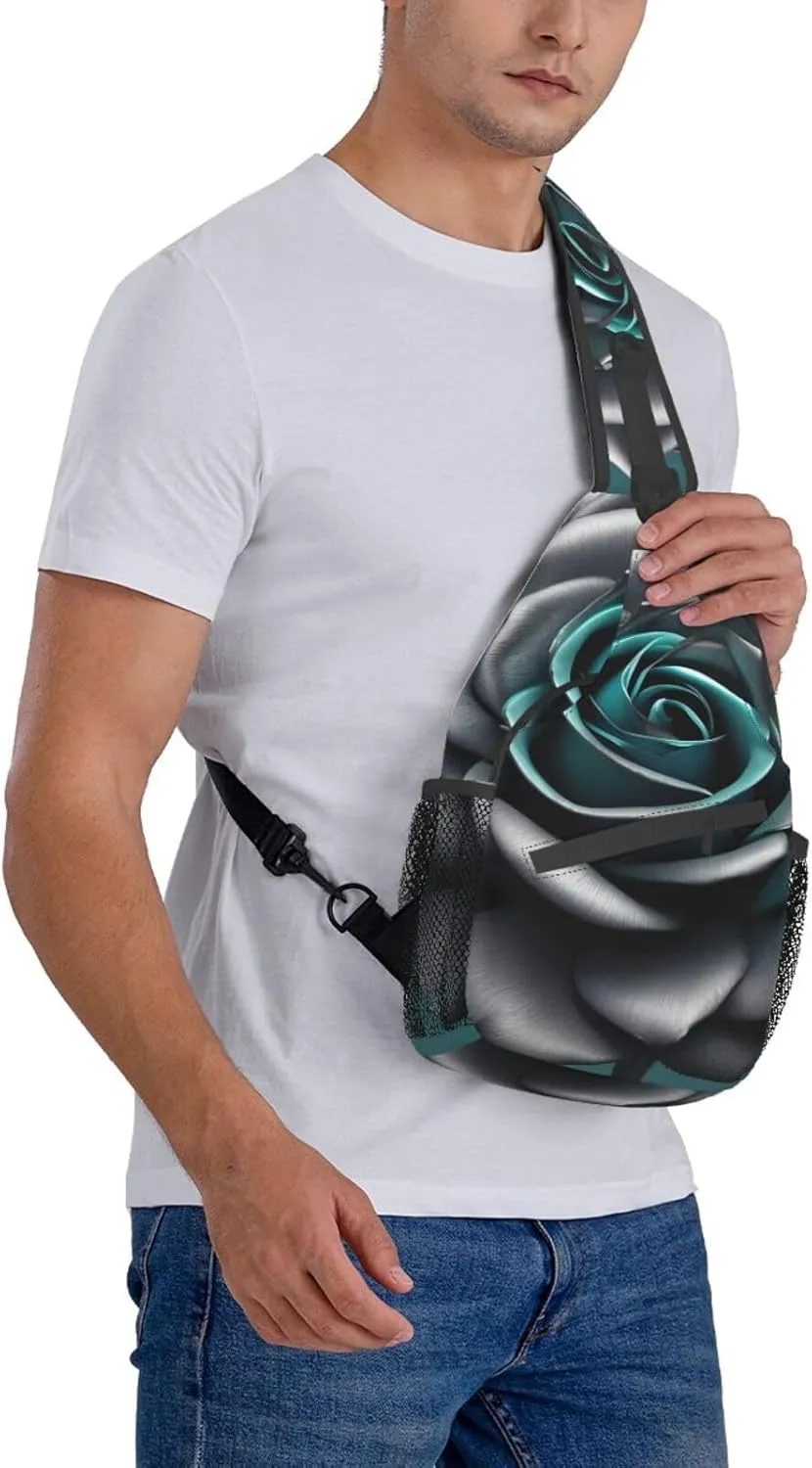 GeRRiT Tropical Summer Hawaiian Flower Palm Leaves Print Backpack Sling Bag For Women Men, Chest Bag Daypack Crossbody