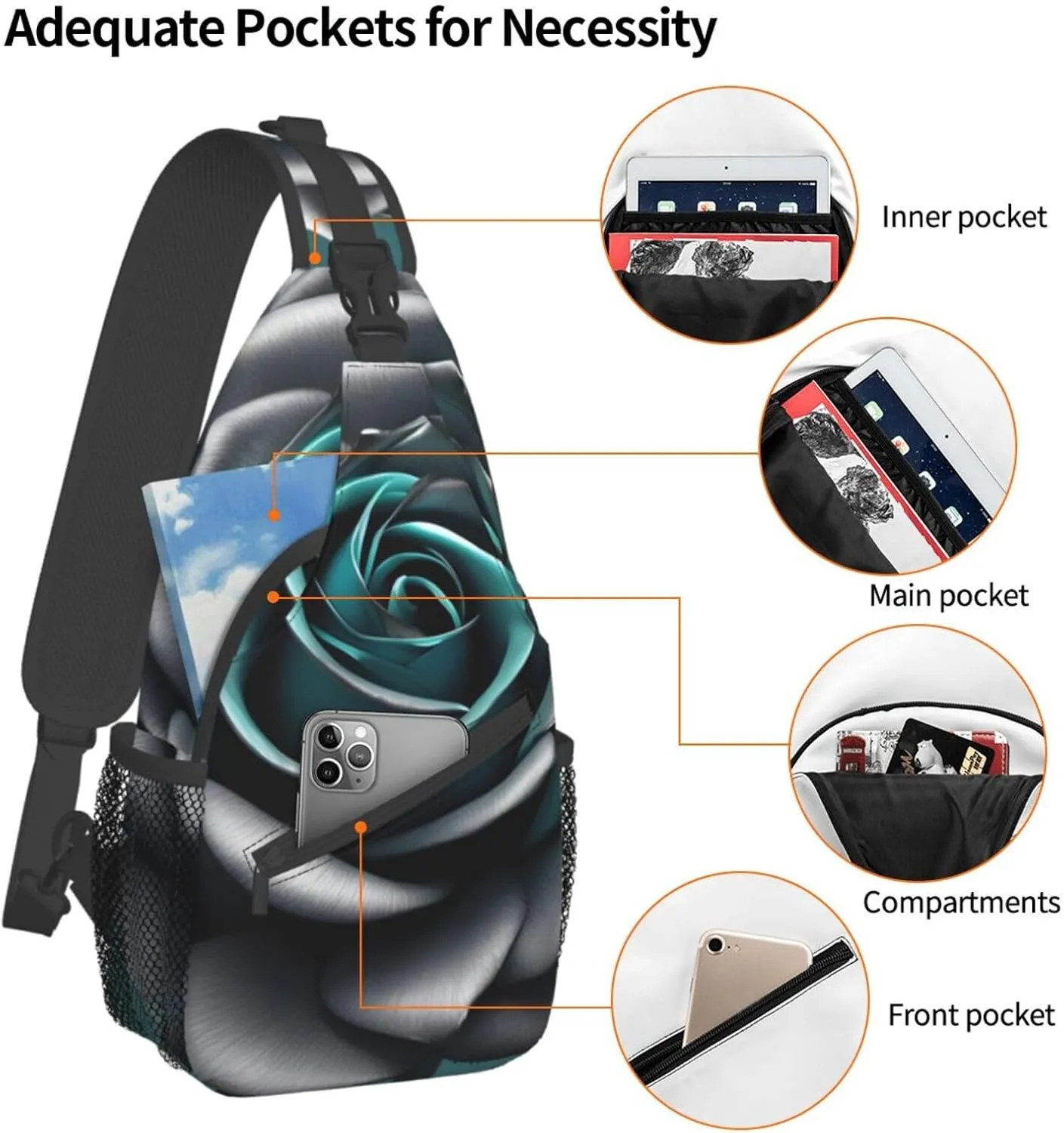 GeRRiT Tropical Summer Hawaiian Flower Palm Leaves Print Backpack Sling Bag For Women Men, Chest Bag Daypack Crossbody