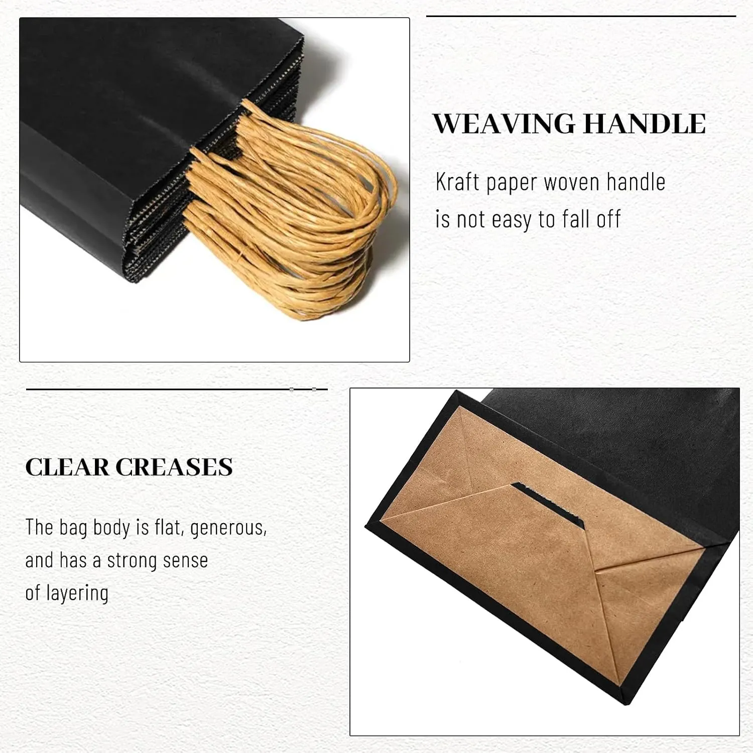 Gift Bags 8.25"x5.9 "x3.15" 100Pcs Paper Bags with Handles,kraft paper Bags for Small Business Christmas Bulk Bags, Wedding Party Favor Bags,Shopping Lunch Bags, Halloween Trick-or-Treat Bags (Black)