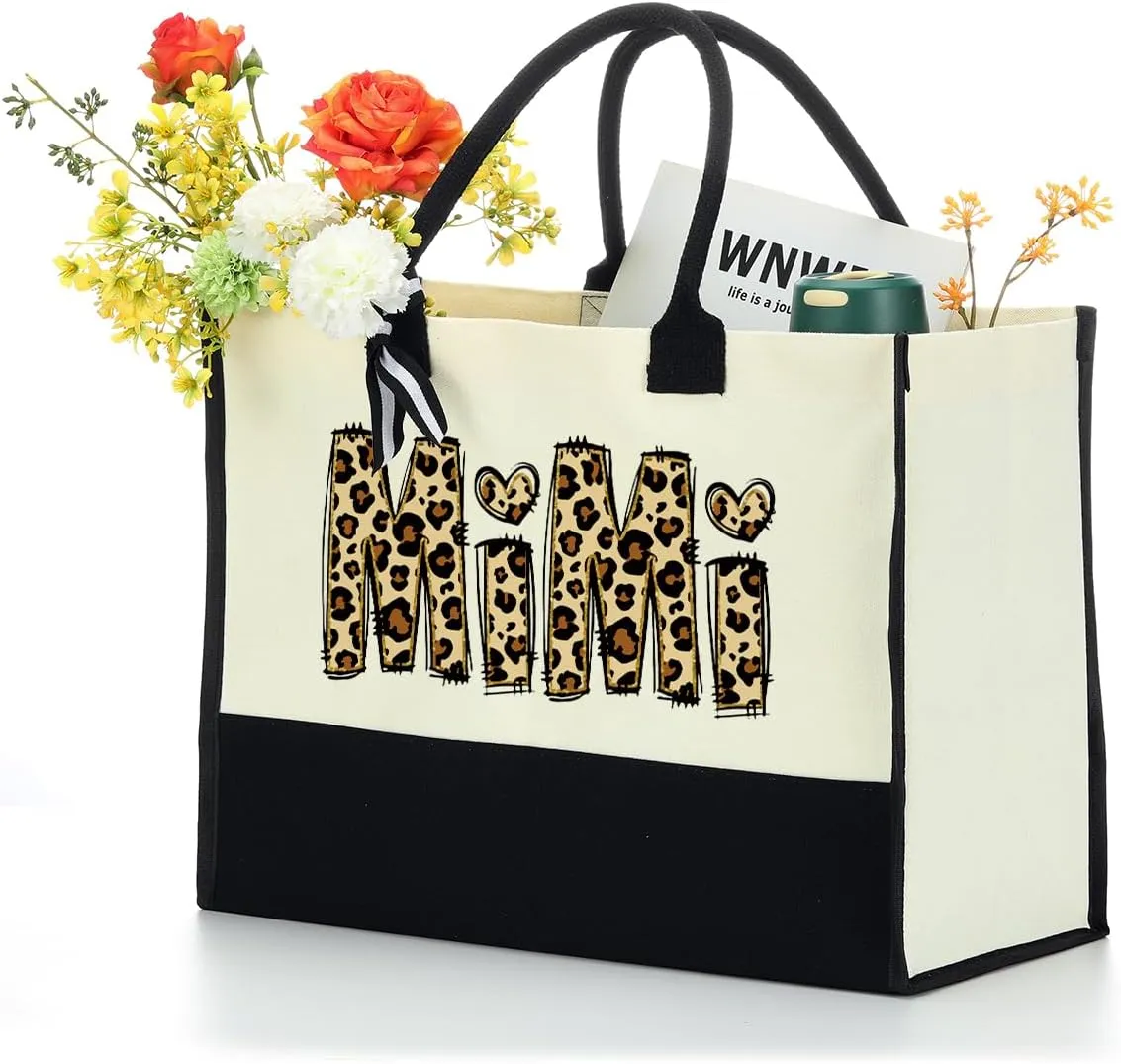 Gigi Mimi Grandma Nana Granny Mama Weekend Tote Bag for Women Personalized Waterproof Canvas Bag