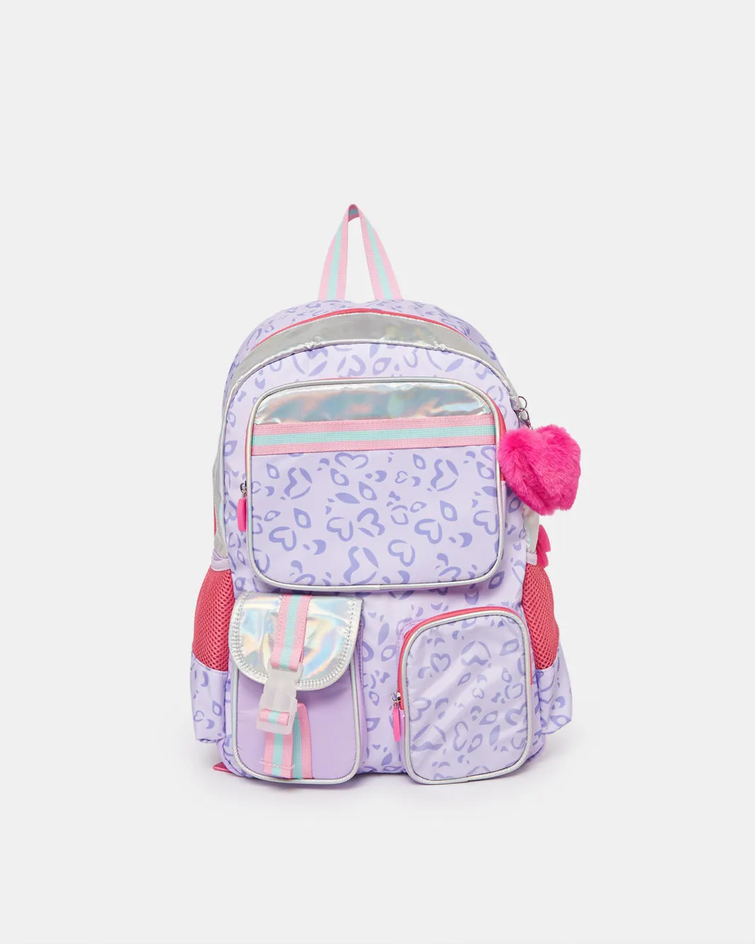 Girls Purple Backpack With Pom-Pom