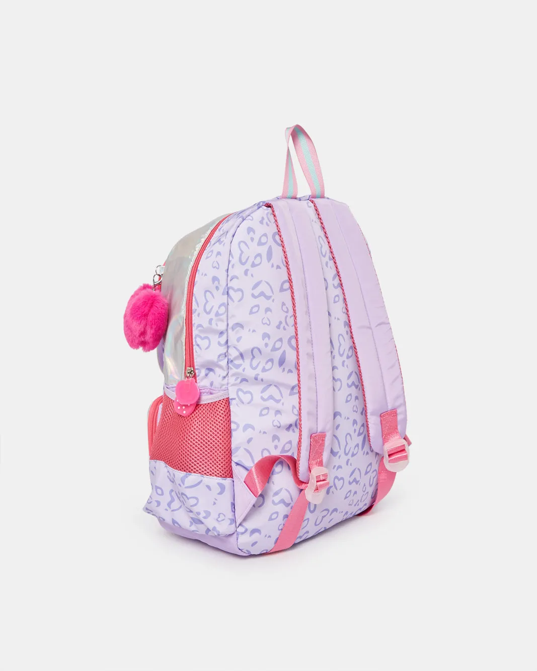 Girls Purple Backpack With Pom-Pom