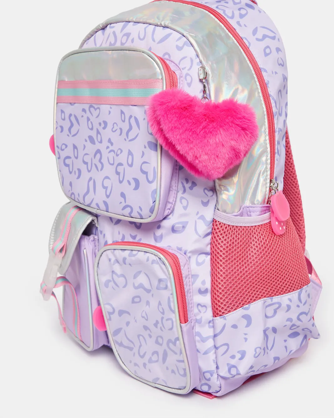 Girls Purple Backpack With Pom-Pom