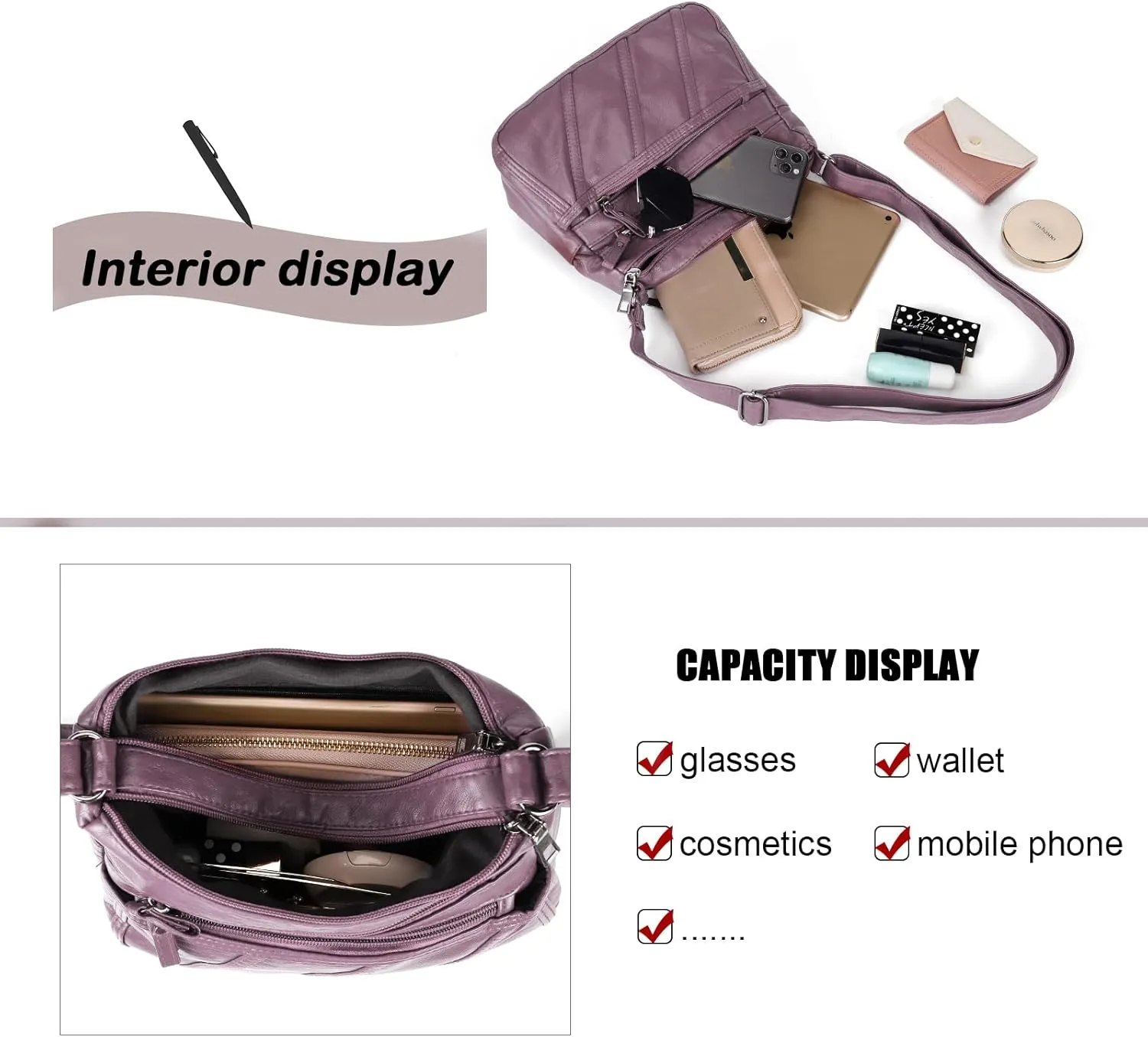 Gladdon Small Crossbody Bags for Women Leather Shoulder Purses Vegan Womens Cross body Bag Lightweight