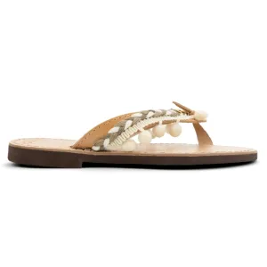 Gold Fish, Handmade Leather Sandals, in Beige