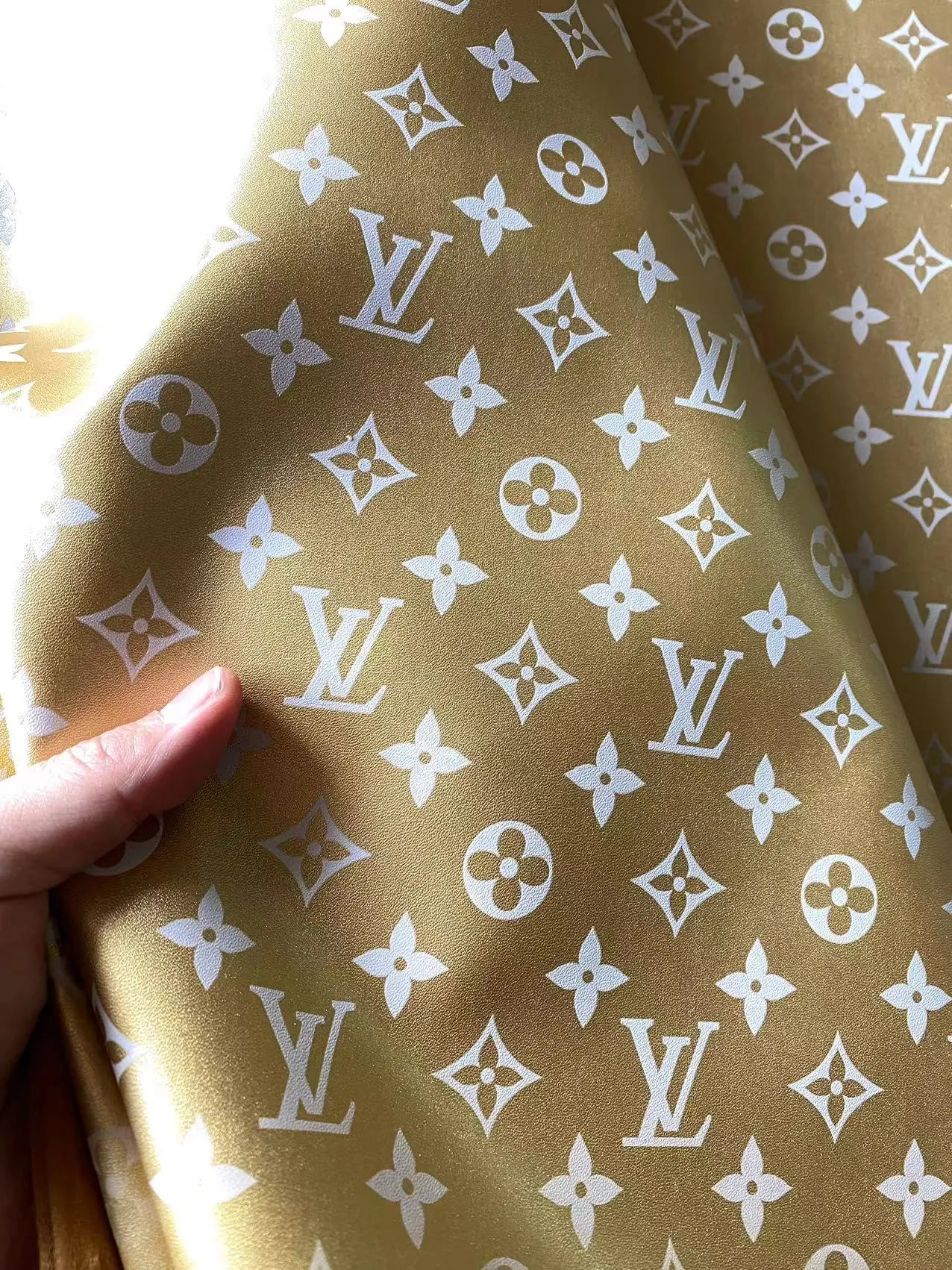Golden Metallic Louis Vuitton Leather Sheet for Bag