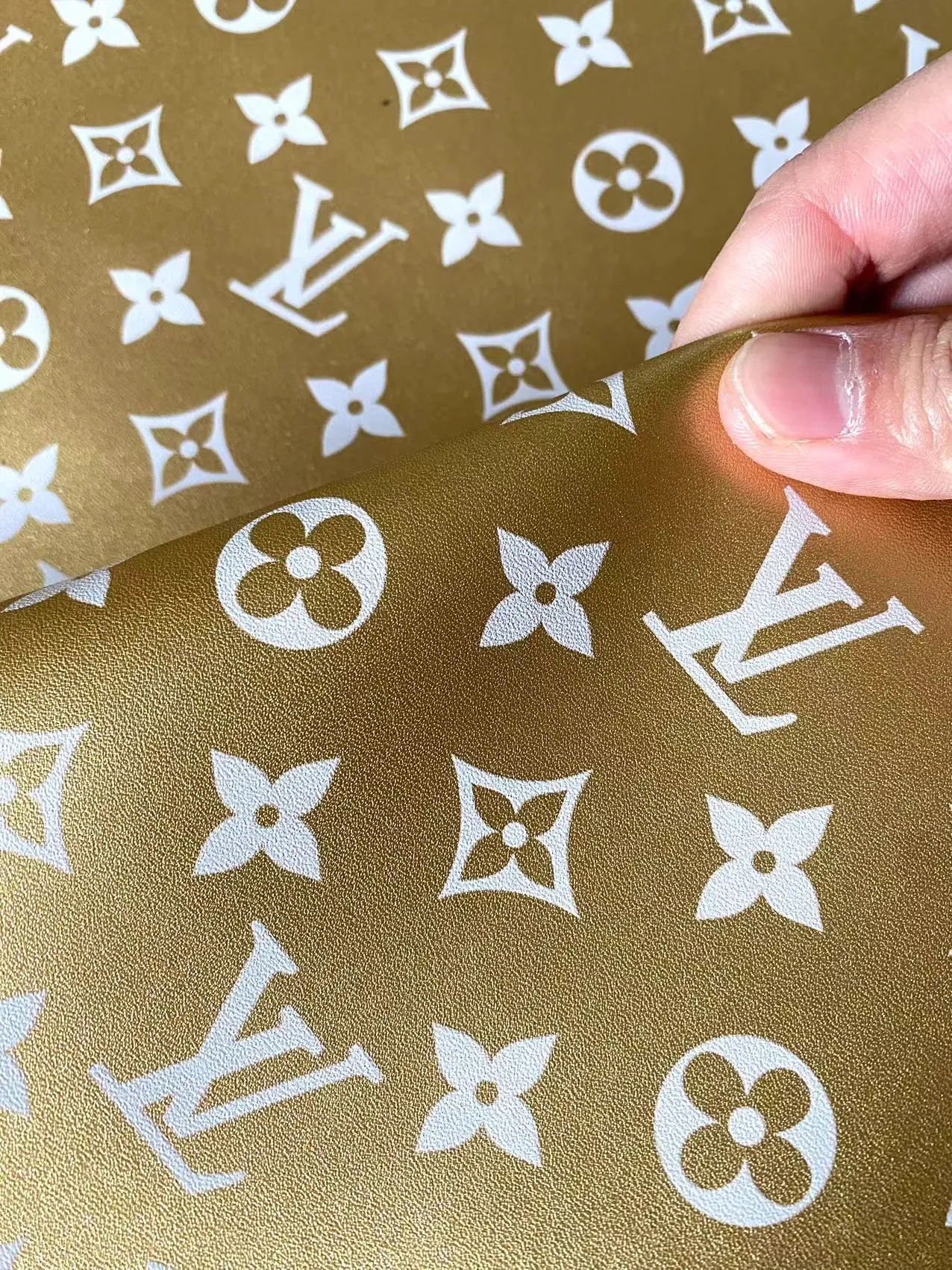 Golden Metallic Louis Vuitton Leather Sheet for Bag
