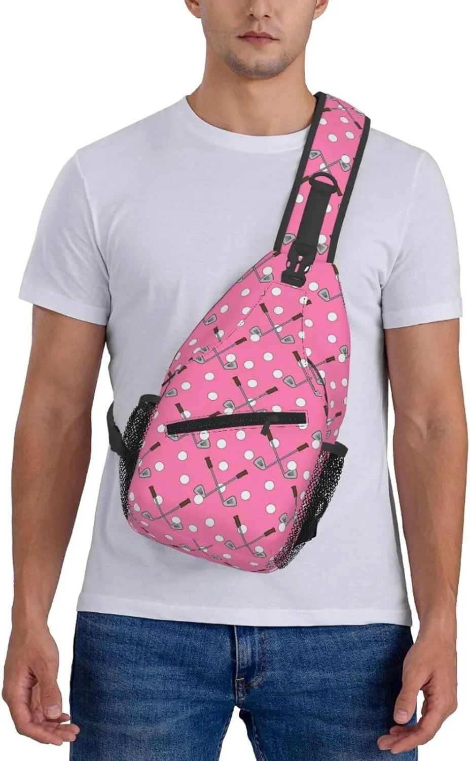 Golf Print Sling Bags Crossbody Backpack Hiking Daypack Multipurpose Golf Chest Bag for Women Men