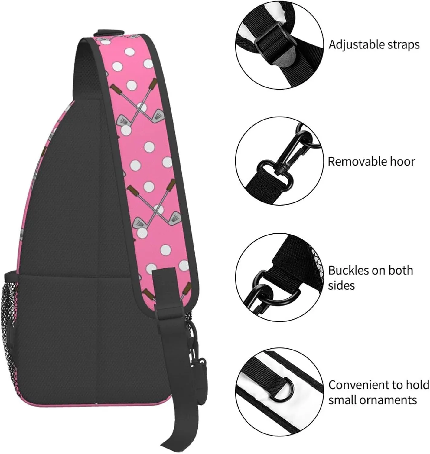 Golf Print Sling Bags Crossbody Backpack Hiking Daypack Multipurpose Golf Chest Bag for Women Men
