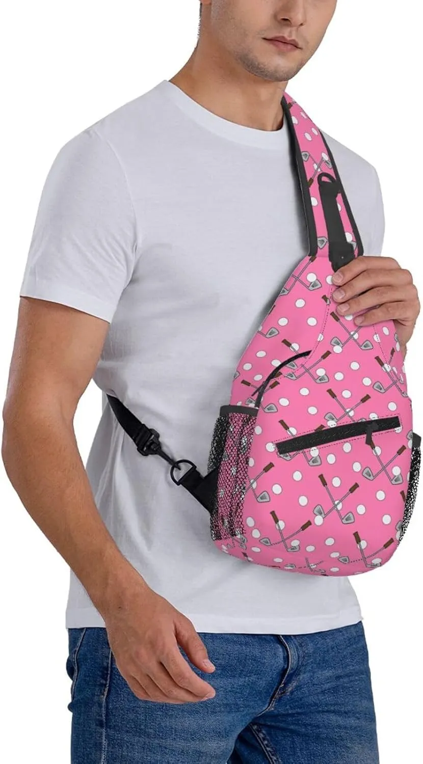 Golf Print Sling Bags Crossbody Backpack Hiking Daypack Multipurpose Golf Chest Bag for Women Men