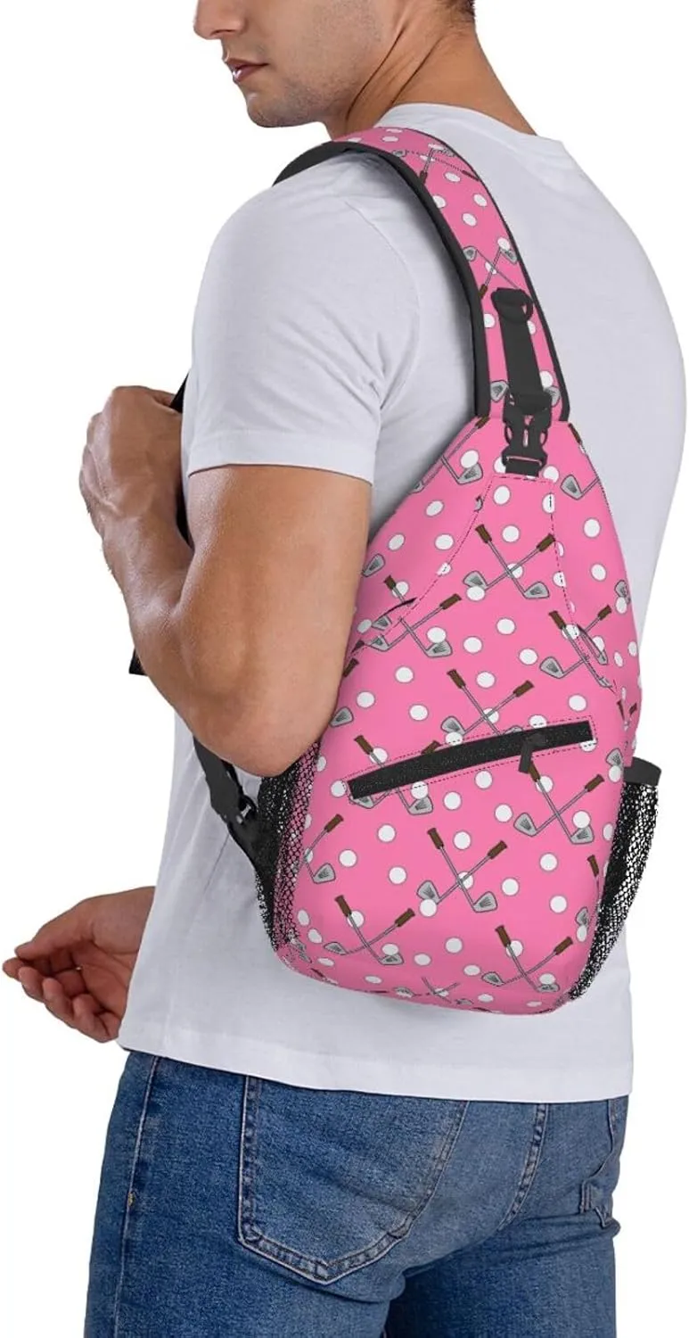 Golf Print Sling Bags Crossbody Backpack Hiking Daypack Multipurpose Golf Chest Bag for Women Men