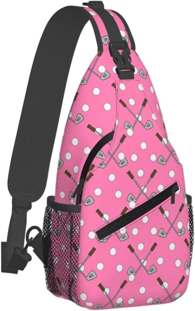 Golf Print Sling Bags Crossbody Backpack Hiking Daypack Multipurpose Golf Chest Bag for Women Men