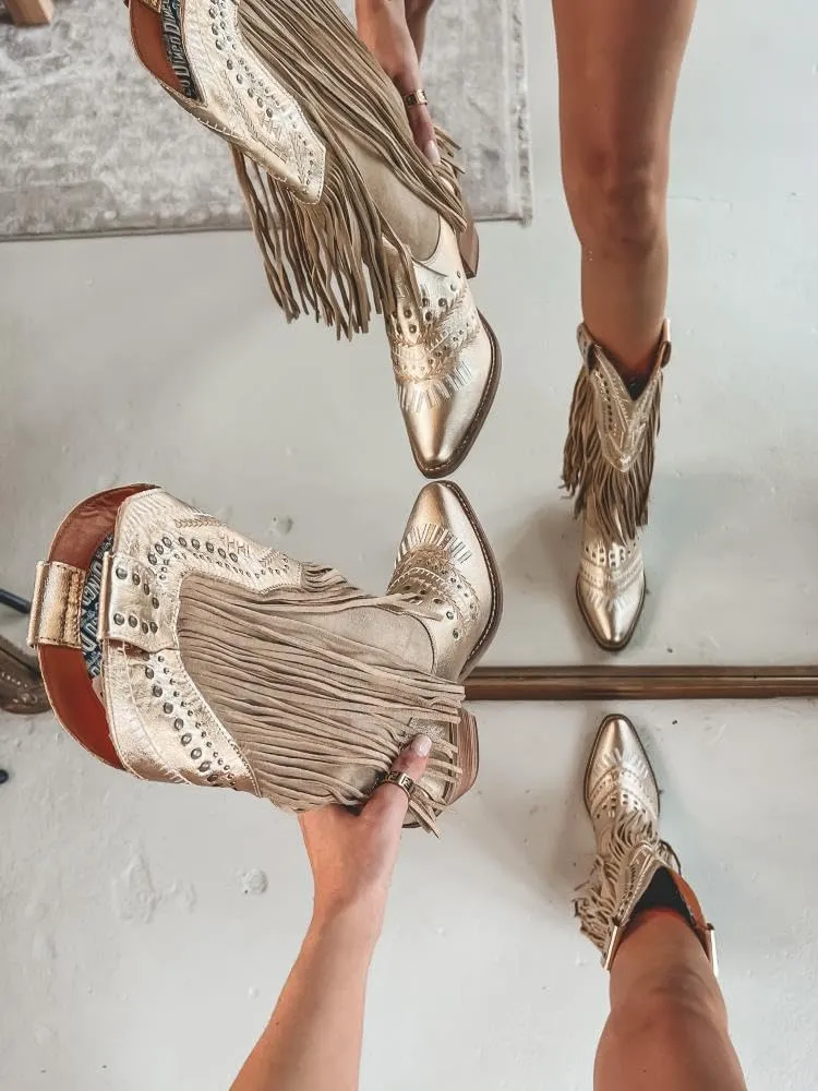 GORBINETI Fringe Boots for Women Tassels Cowboy Boots Knee High Western Boots