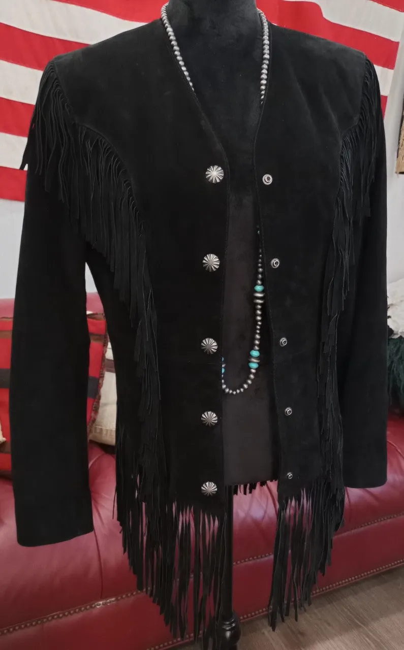 Gorgeous Vintage Cripple Creek Black Suede Leather Jacket