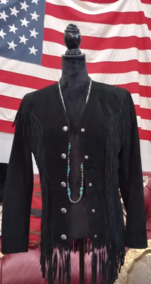 Gorgeous Vintage Cripple Creek Black Suede Leather Jacket