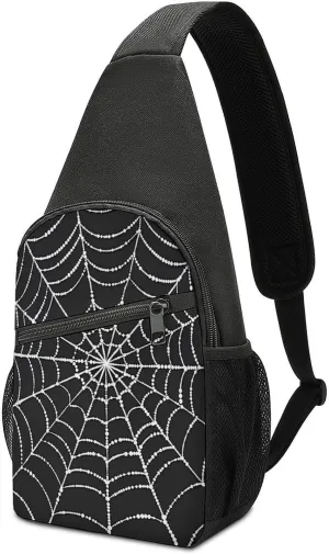 Goth Spider Web Crossbody Bags for Women Men Sling Bag Bakpack Shoulder Bag Travel Hiking Daypack