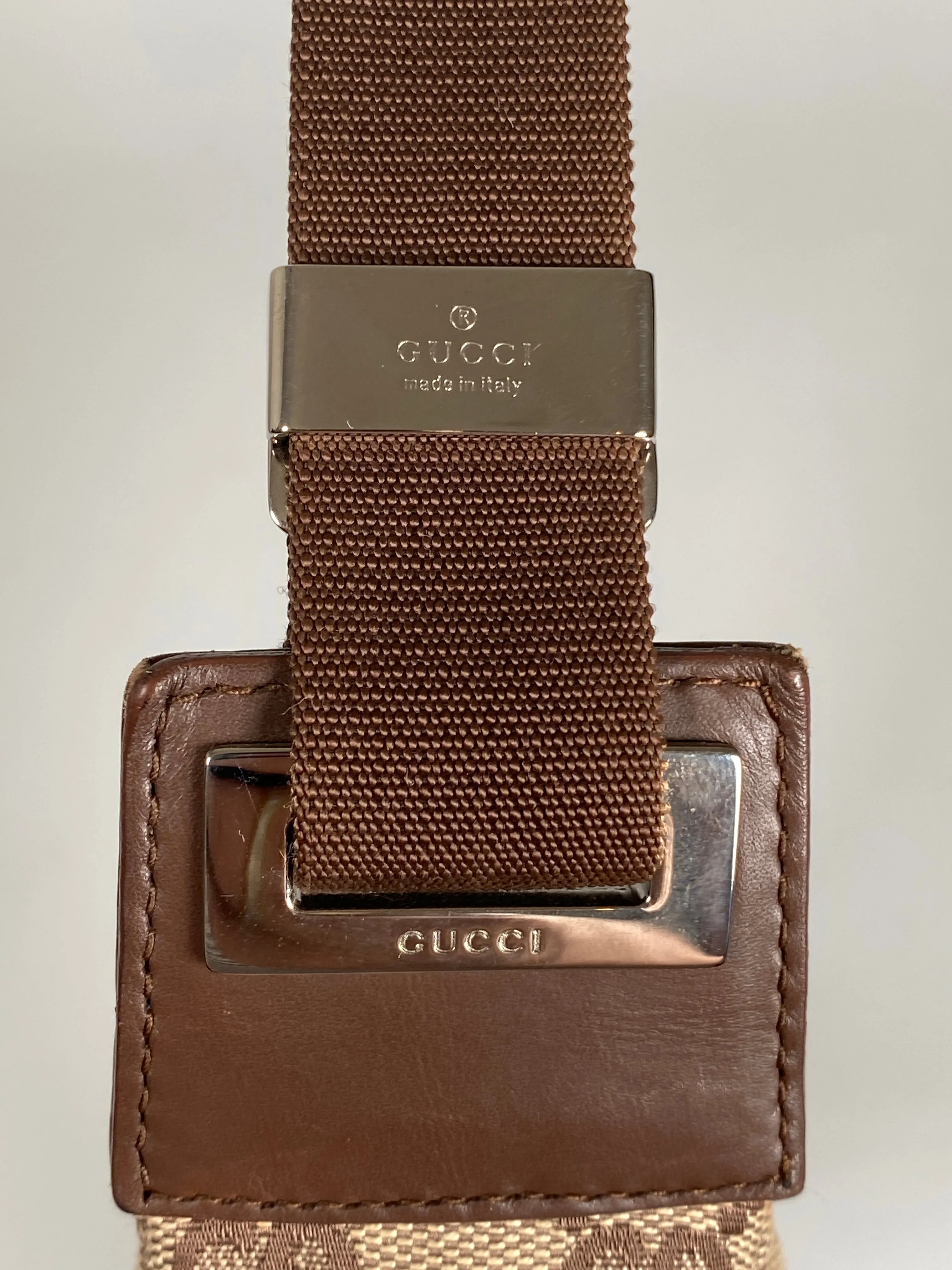 GUCCI - BEIGE GG CANVAS AND LEATHER HANDBAG