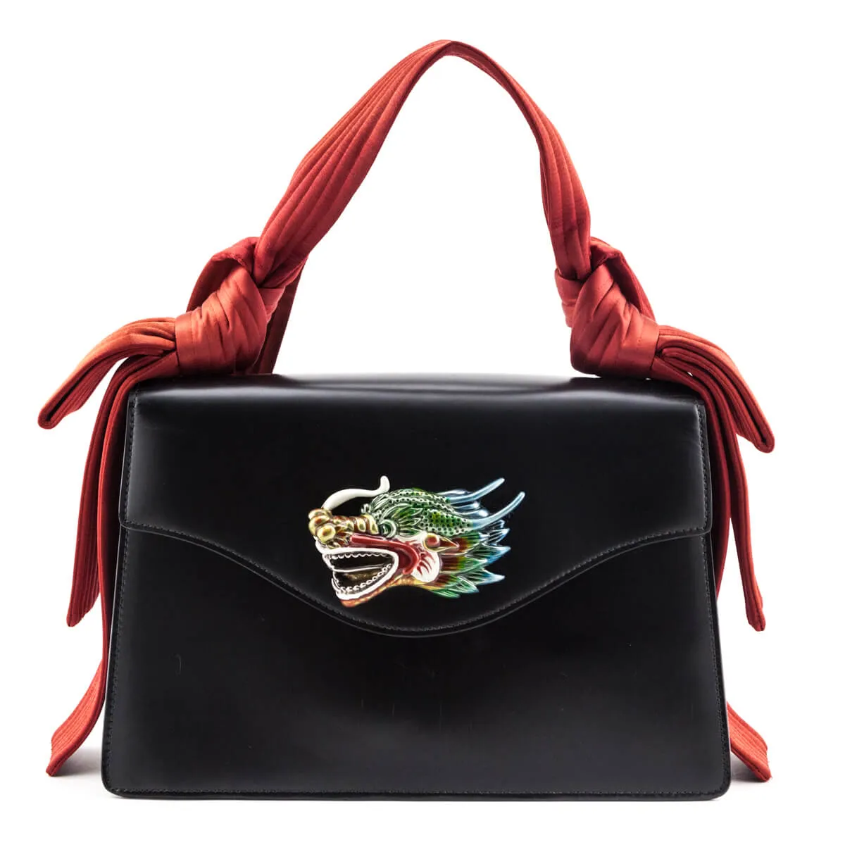 Gucci Black Leather Naga Dragon Small Shoulder Bag