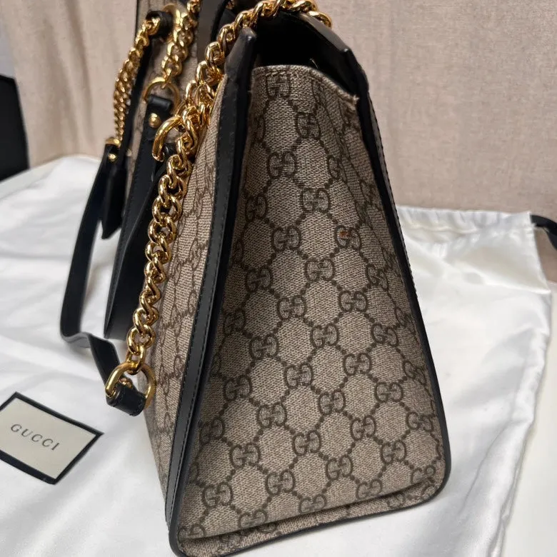 Gucci Padlock Large GG Supreme Beige Ebony Shoulder Bag