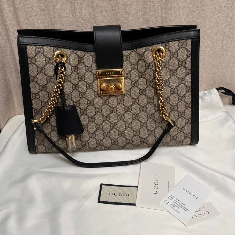 Gucci Padlock Large GG Supreme Beige Ebony Shoulder Bag