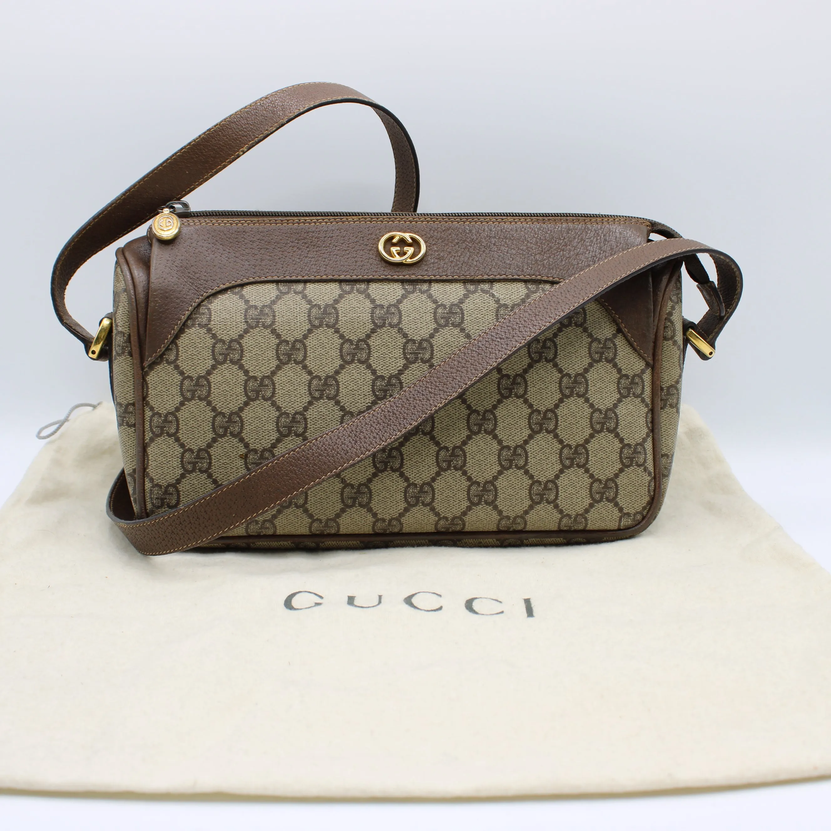 Gucci Petite Brown GG Supreme Monogram Crossbody Bag