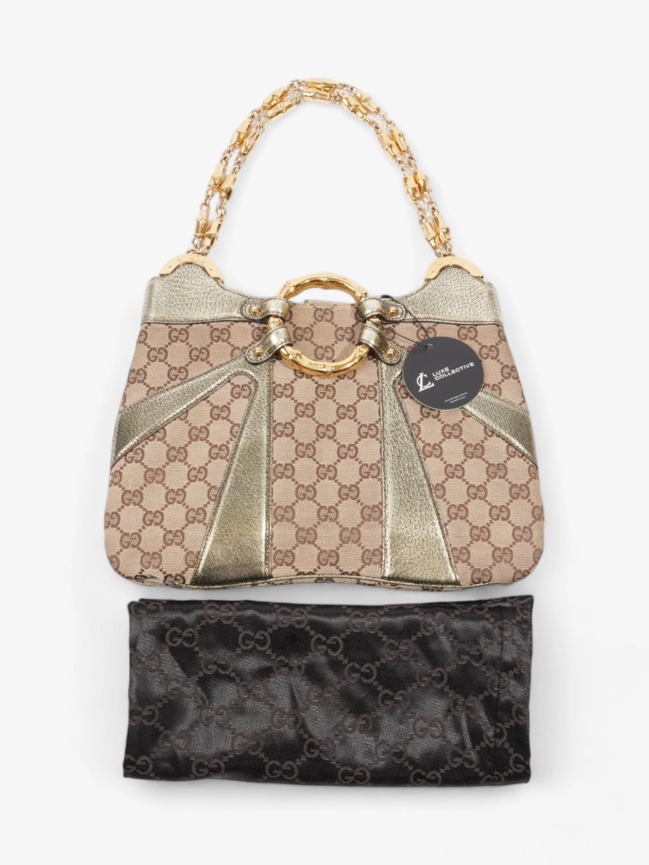 Gucci x Tom Ford Bamboo Chain Shoulder Bag GG Supreme / Metallic Canvas