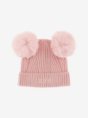 Guess Girls 针织 Pom Pom 帽子（粉色）