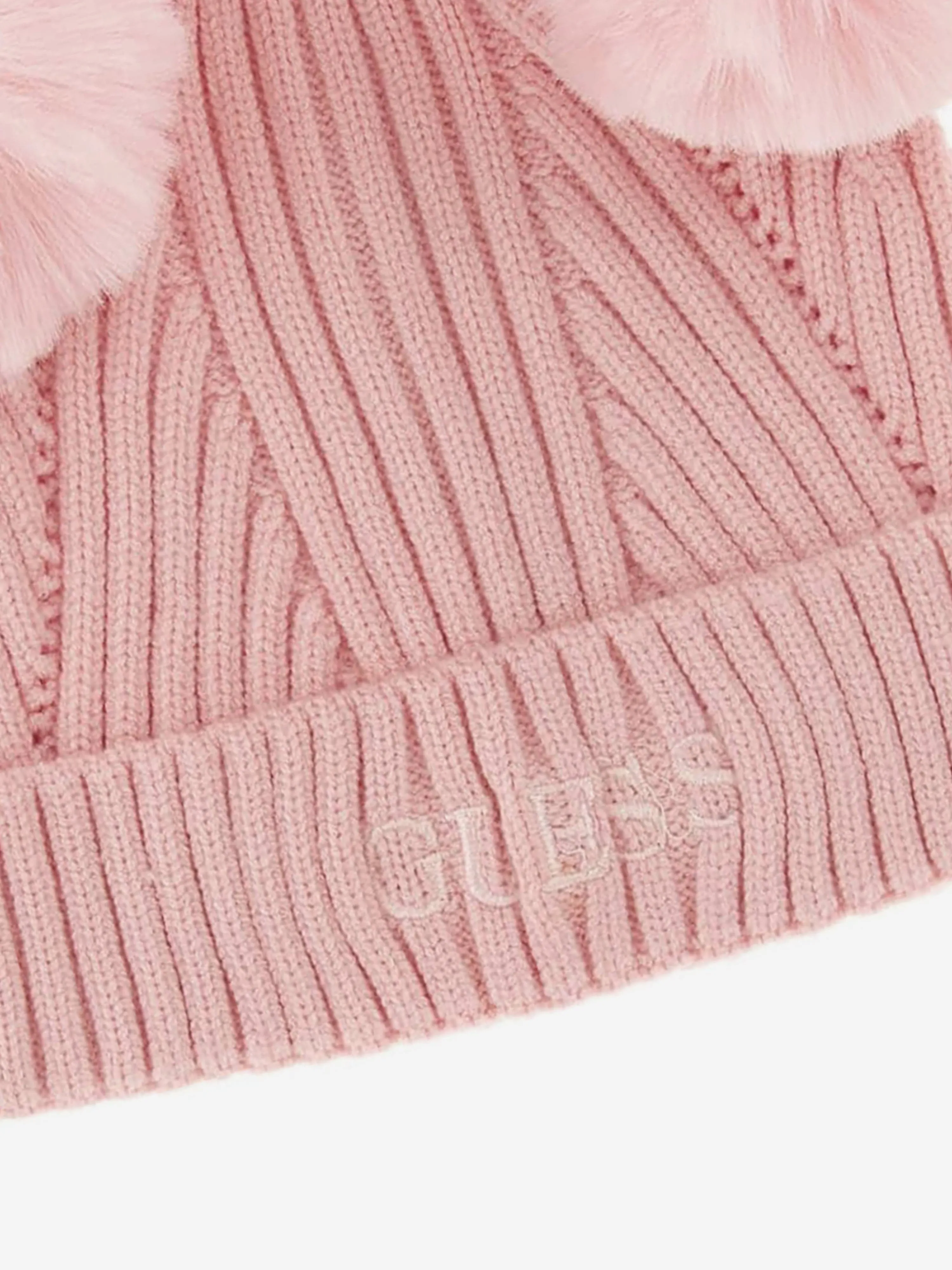 Guess Girls 针织 Pom Pom 帽子（粉色）