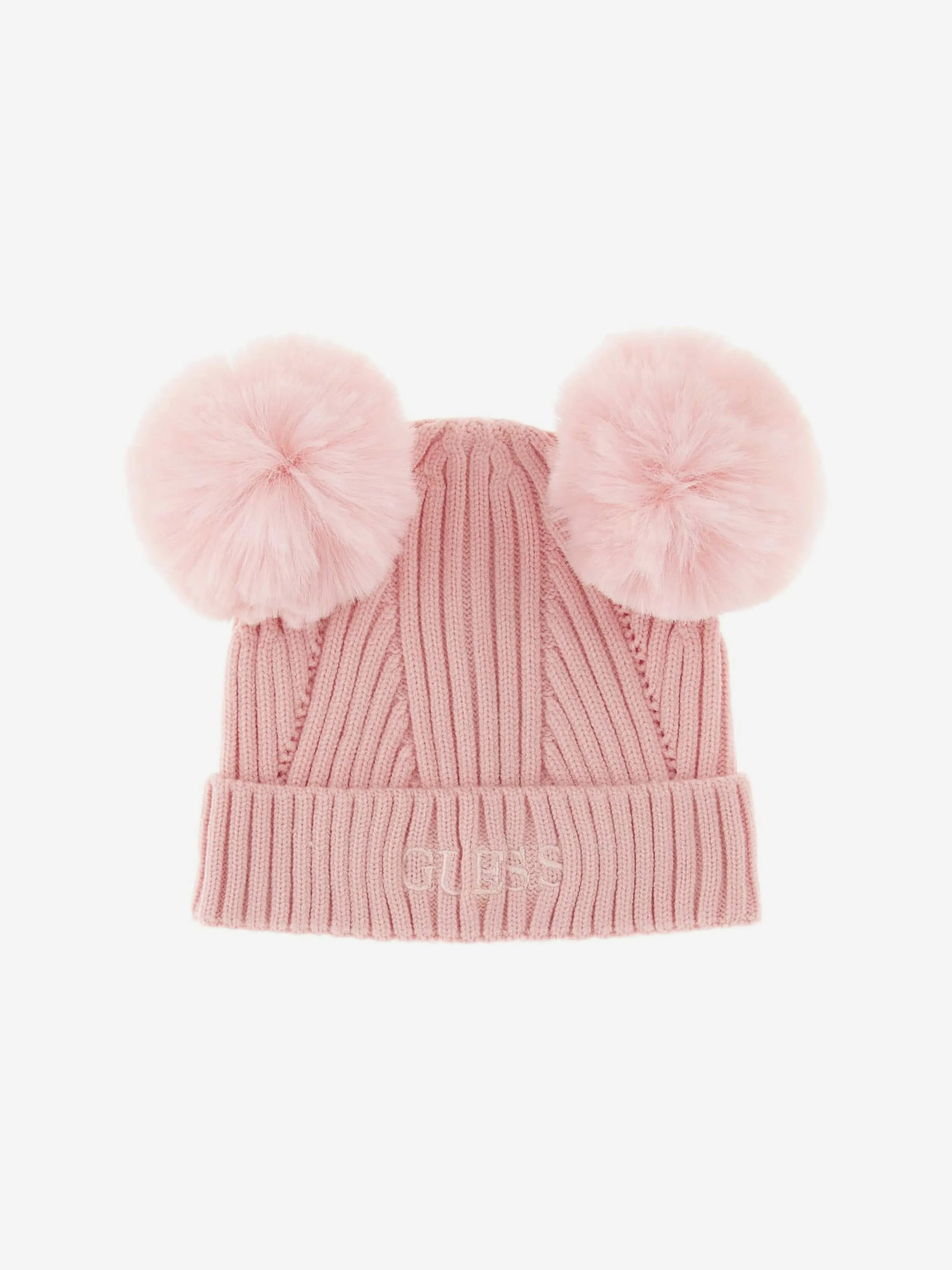 Guess Girls 针织 Pom Pom 帽子（粉色）
