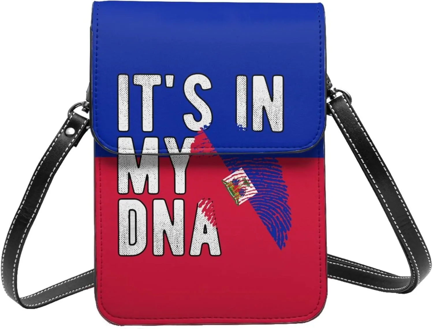 Haiti Flag Haitian Womans Crossbody Bags Leather Cell Phone Wallet Adjustable Shoulder Bags